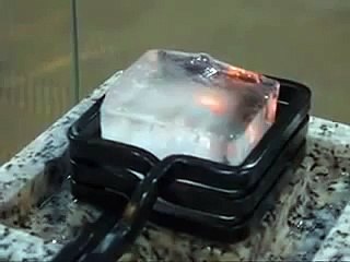 Red-hot ice cube by induction heating