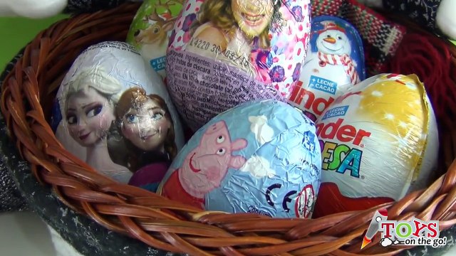 Cesta de Navidad con Huevos Sorpresa de Violetta, Frozen, Peppa Pig y Kinder - Especial Na