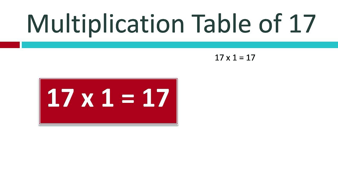 Multiplication Table of 17