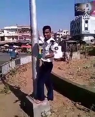 Humanity has yet. save pigeon from fill down from pole.