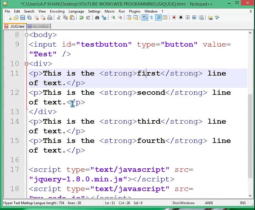 JAVASCRIPT AND JQUERY INTRODUCTION (IN HINDI)-2 SELECTORS