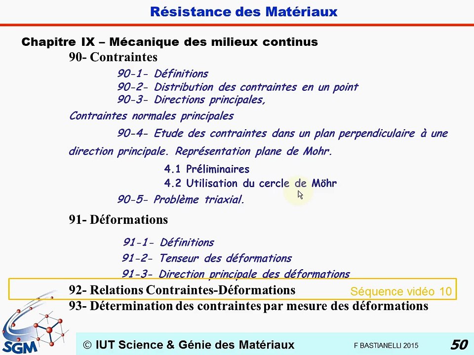Rdm SGM2 10 : Relation contraintes / Déformations