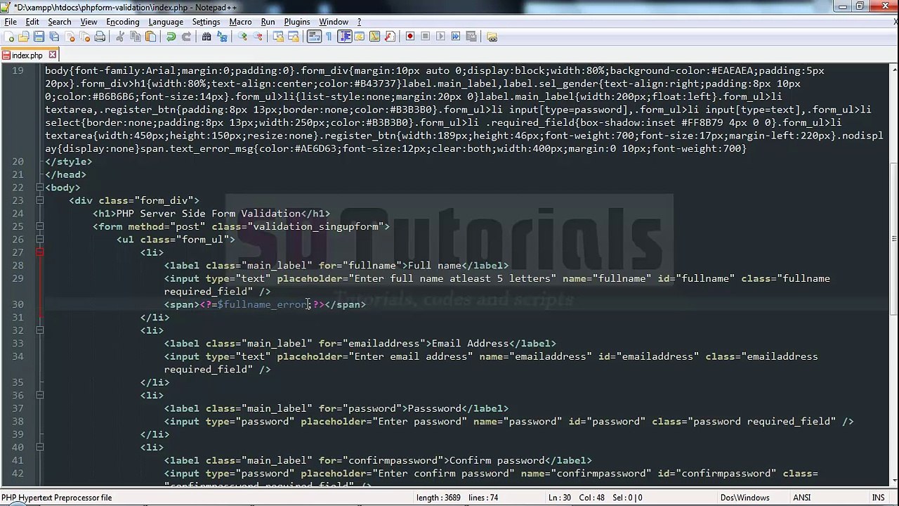 PHPServer Side Form Validation video Dailymotion