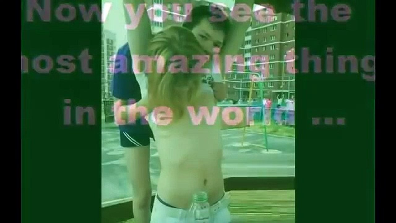 Funny man touches a girl in the chest