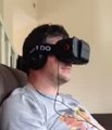 Friend Hilariously Screams While Experiencing Virtual Reality