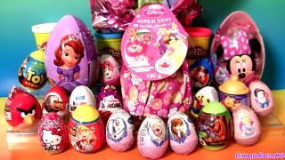 Giant Princess Kinder Surprise Eggs Disney Frozen Elsa Anna Minnie Mickey Play Doh Huevos