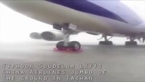 NEW ANGLE | Typhoon Soudelor Lifting 747 Jumbo of the ground