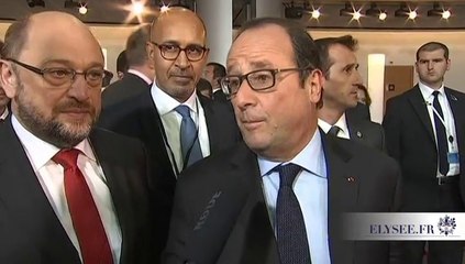 Interview du Président de la République à sa sortie du Parlement européen à Strasbourg