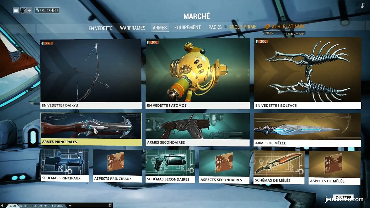 Guide Warframe - Présentation du marché