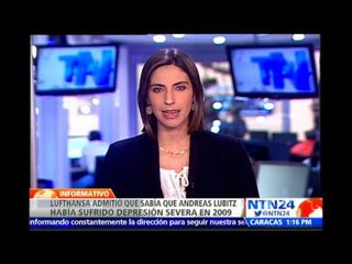 Lufthansa revela que copiloto de le había informado en 2009 de "episodio depresivo severo"