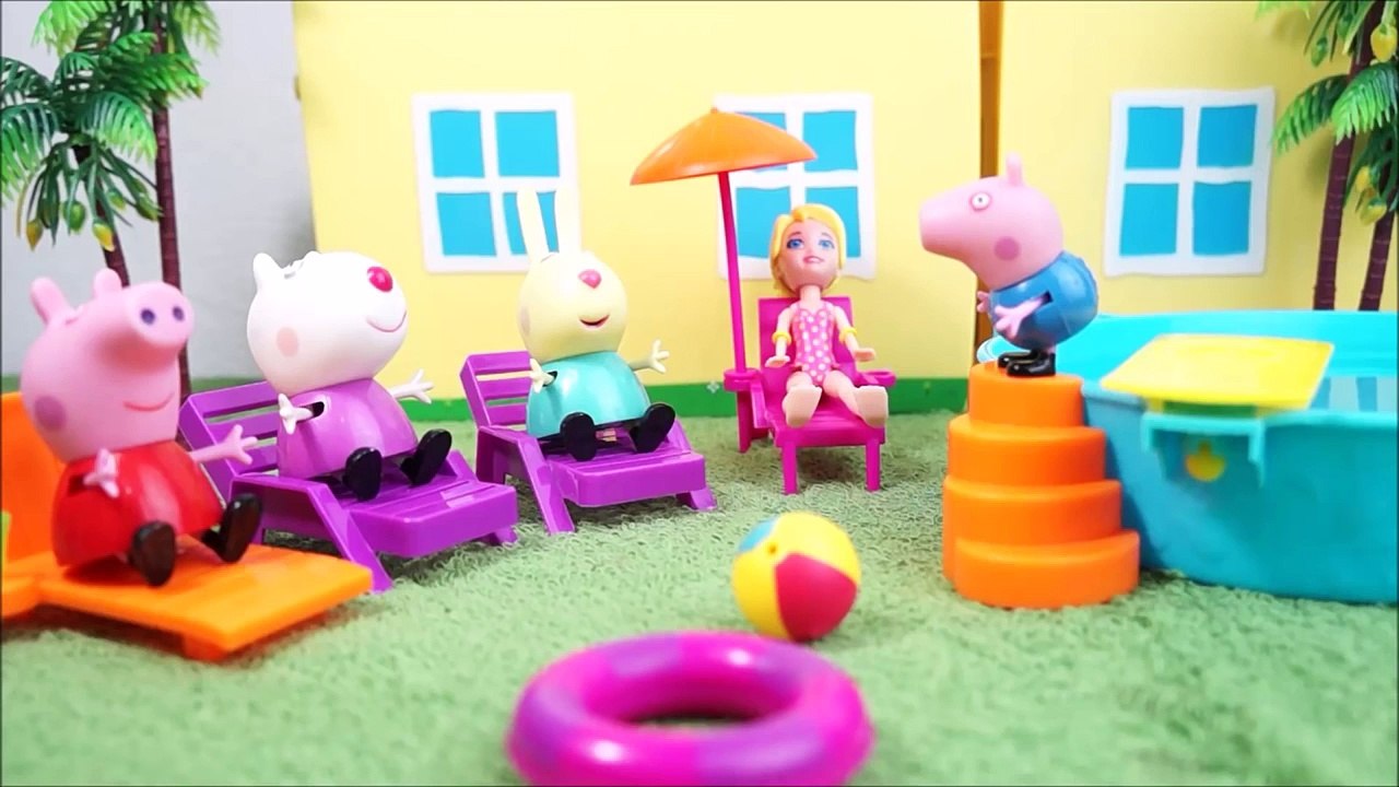 Pig George da Família Peppa Pig Ensinando Suzy Nadar na Piscina!! Em Português DisneyKidsT