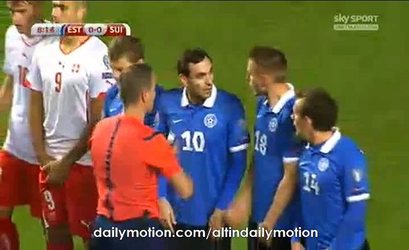 Xherdan Shaqiri Fantastic Free Kick Chance - Estonia vs Switzerland - Euro 2016 - 12.10.2015