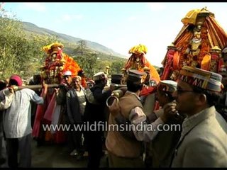 Sounds of drum beats and metal horns at Kullu Dussehra