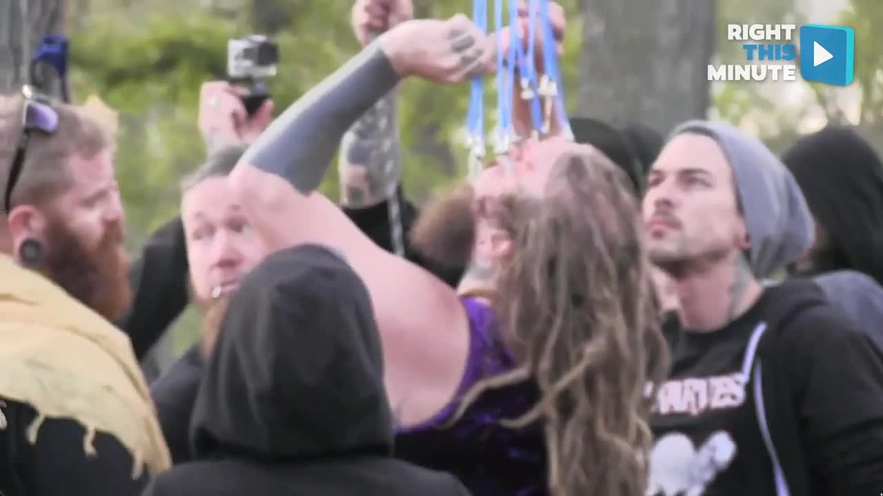 Unique Performance Artist Suspends From Piercings