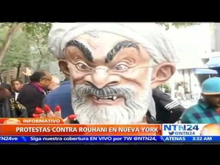 Fuertes protestas contra Hasan Rohaní en Nueva York durante su intervención