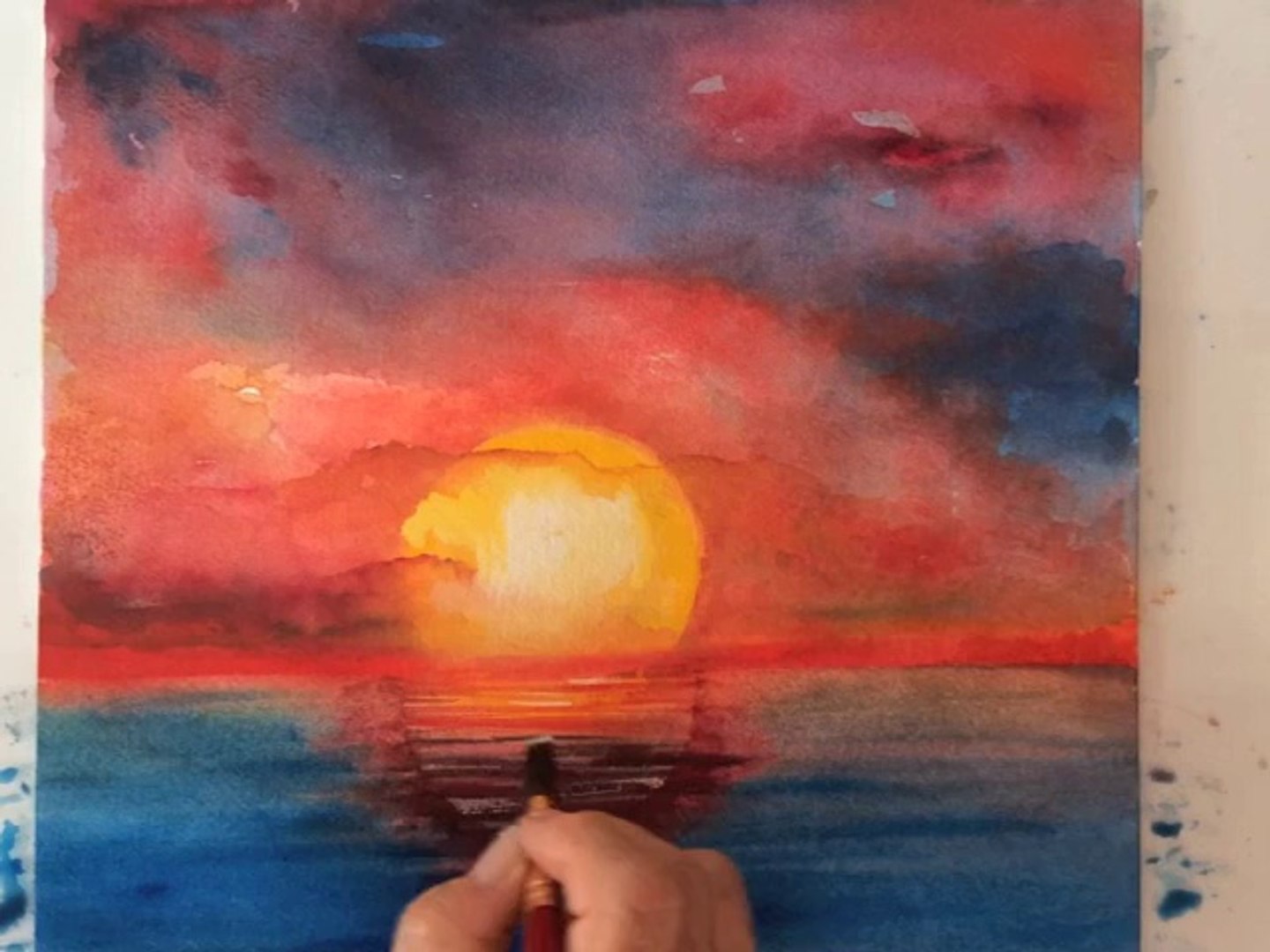 How to paint an impressionistic Sunset in Watercolor, fast, easy - video  Dailymotion