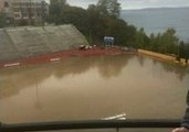 Heavy Rain Creates Waterfall Inside Tacoma Football Stadium