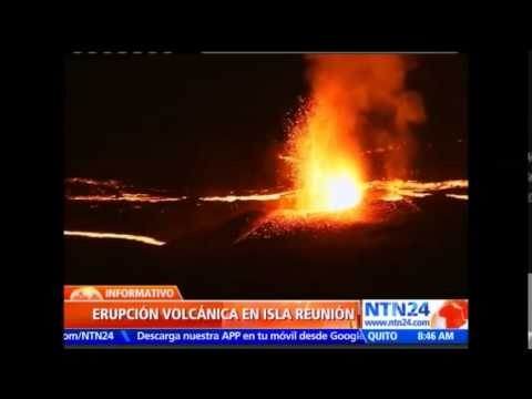 Imágenes registran fuerte erupción del volcán ‘Pitón de la Fournaise’ en la isla francesa de Reunión