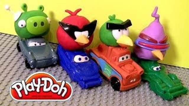 Play Doh Cars Angry Birds Space Mater & Lightning McQueen as Red Bird and Bad Piggies Disn