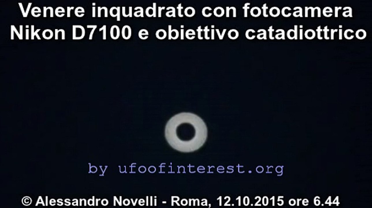 Venere filmato il 12/10/15 con Nikon D7100 e obiettivo catadiottrico con effetto ciambella
