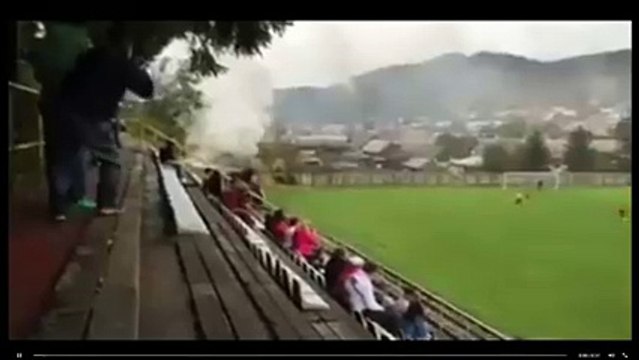 Football fans at this club in Slovakia got a great view...of a steam train!