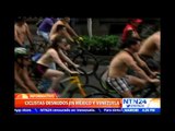 Cientos de ciclistas de Venezuela y México recorren desnudos las calles para exigir respeto vial