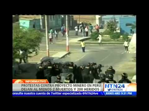 Protestas contra proyecto minero en Perú dejan al menos dos muertos y 200 heridos