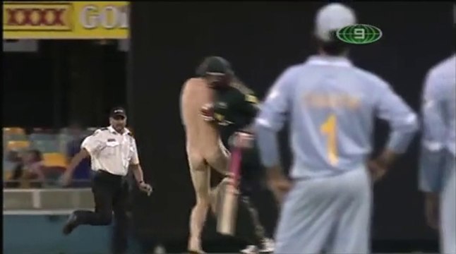 Andrew Symonds smashes a streaker at the cricket. FULL VERSION