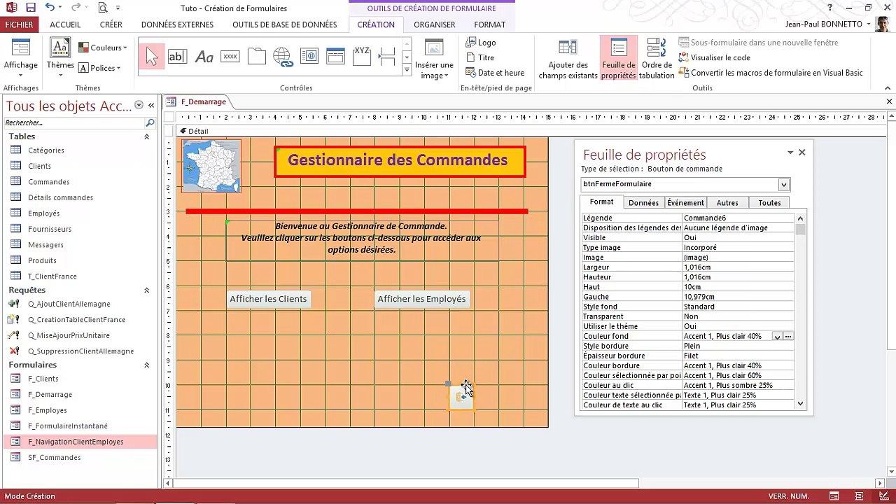 Access - Tutoriel et Formation - Créer un Formulaire de démarrage (Module 10)