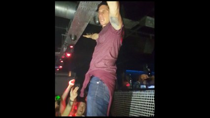 Enter Shikari band member tries to crowd surf... fails