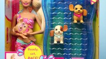 Barbie Frozen Elsa Princess Anna Puppy Water Racing Carosel Dog Park Swim & Race Pups DisneyCarToys