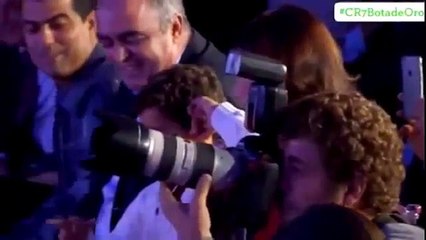 Ugly Gesture son of Cristiano Ronaldo during the delivery of the Golden Boot