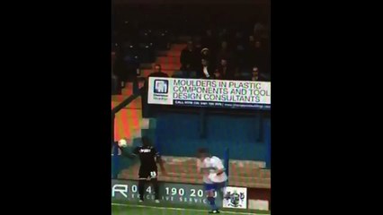 Funny:Wigan’s Leon Barnett suffers slapstick fall over a throw-in v Bury