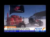 Mujer gasta cerca de nueve años viajando desde Holanda hasta el Polo Sur a bordo de un tractor