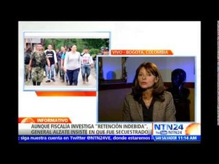 Exministra de Defensa de Colombia considera que General Alzate merece más apoyo del Gobierno
