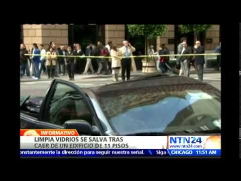 Limpiador de ventanas sobrevive a una caída de 11 pisos en San Francisco, EE.UU.