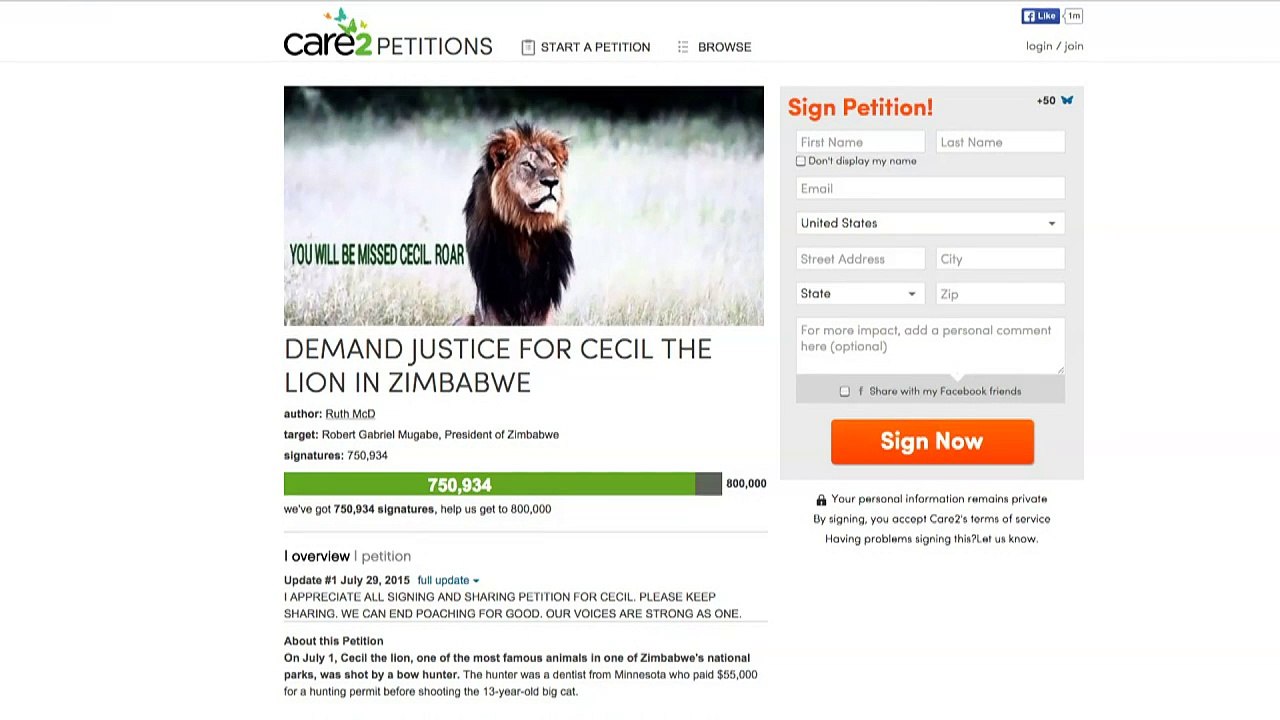Zimbábue desiste de processar americano que matou leão Cecil