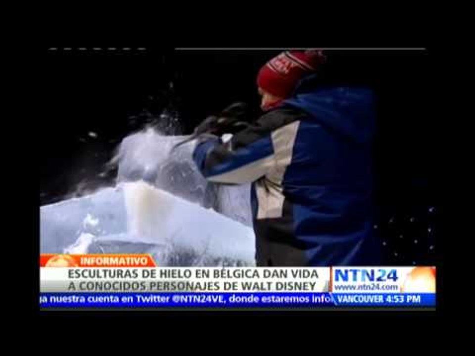 Esculturas de hielo dan vida a conocidos personajes de Walt Disney en Bélgica