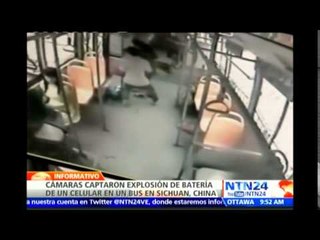 Cámaras de seguridad de bus en China registran momento en el que el celular de una mujer explota