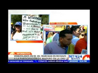 Decenas de venezolanos protestan en la ONU por participación de Maduro en Asamblea General