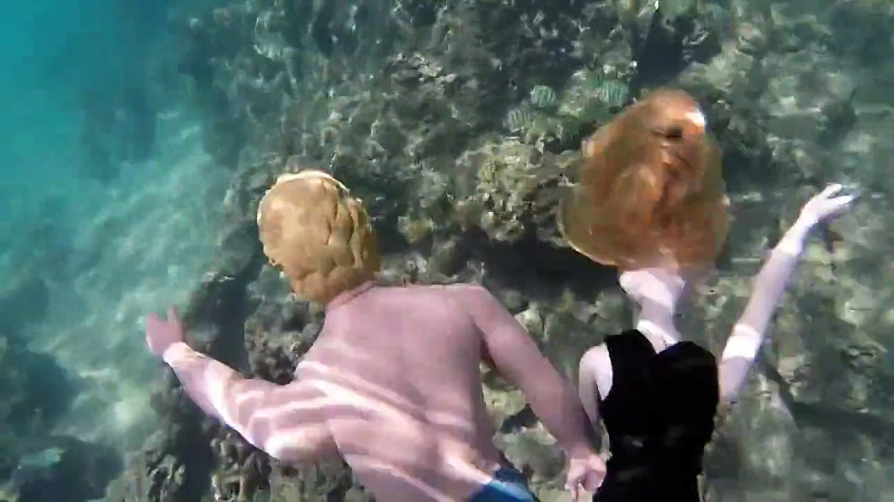 Frozen Disney Anna Barbie Doll and Frozen Kristoff Doll Snorkel and Swim at a Hawaii Beach