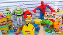 Spiderman VS Angry Birds Kinder surprise eggs Play doh Peppa pig Cars 2 egg