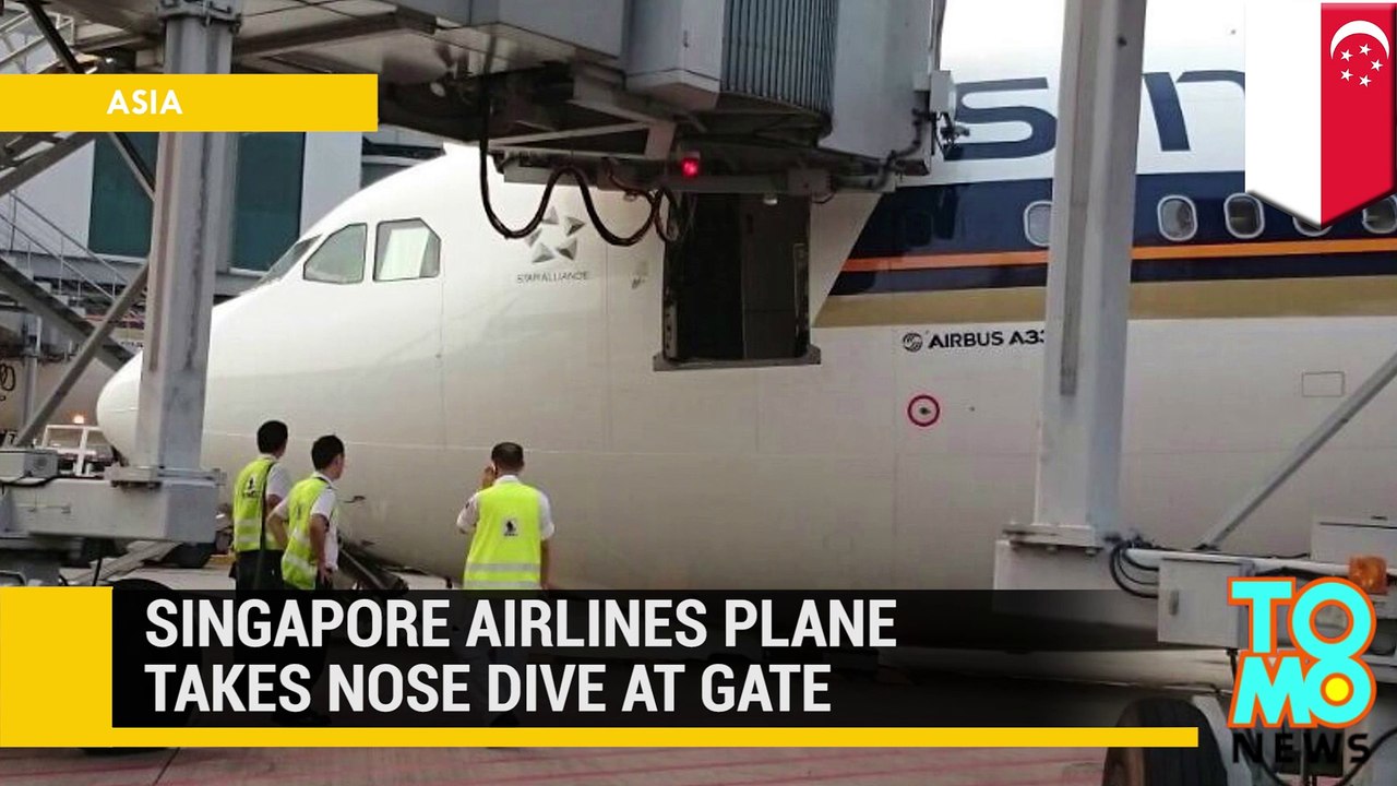 Landing gear fail: Singapore jet takes embarrassing nose dive at airport gate