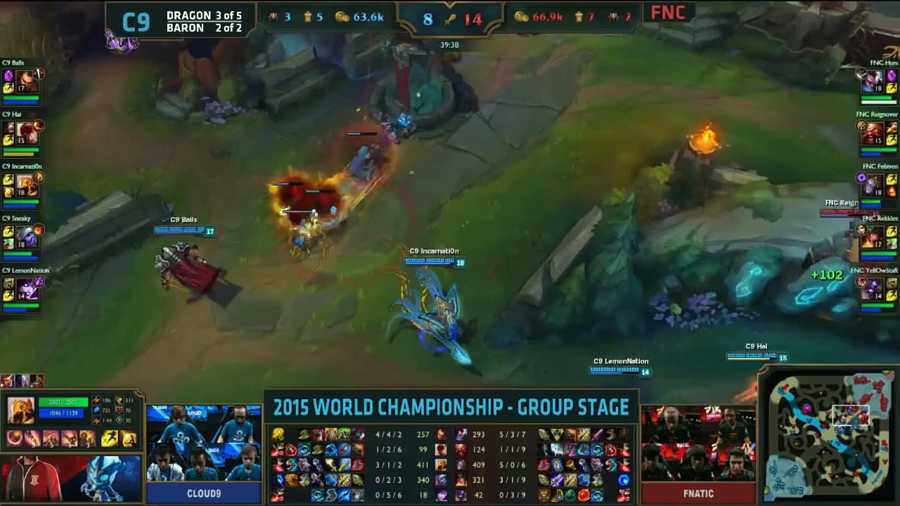 League of Legends: PENTAKILL Cloud 9 vs Fnatic Day 4 S5 LoL World Championship 2015