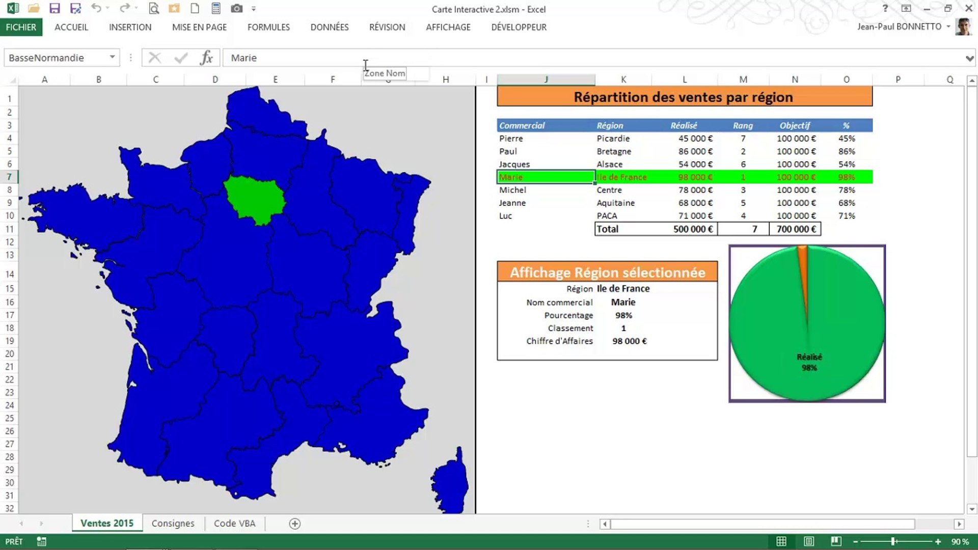 Excel VBA - Réaliser une carte de France Interactive avec Clic souris  (Module 2) - Vidéo Dailymotion