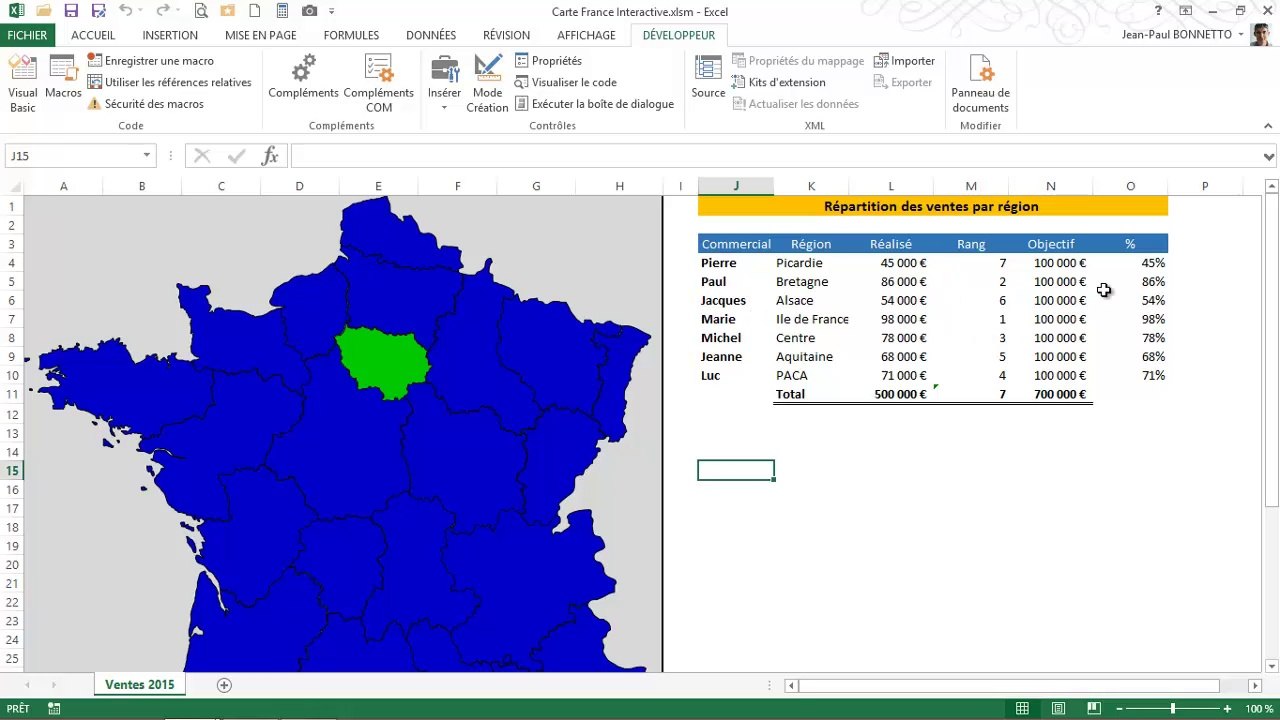 Excel VBA - Réaliser une carte de France Interactive avec Clic souris  (Module 3) - Vidéo Dailymotion
