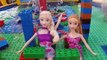 Frozen Dolls Elsa and Anna Pool Party Vacation to Legoland Water Park Slides by DisneyCarToys
