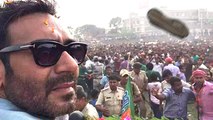 Shoe Thrown At Ajay Devgn During Bihar Rally