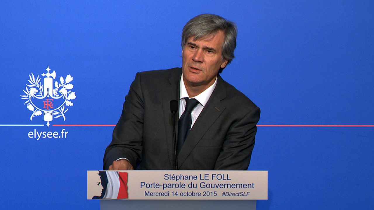 Point de presse de Stéphane Le Foll, porte-parole du Gouvernement, le 14 octobre 2015