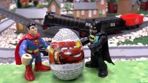 Batman helps Superman with Thomas and Friends Hiro collect Surprise Eggs | Kinder Avengers